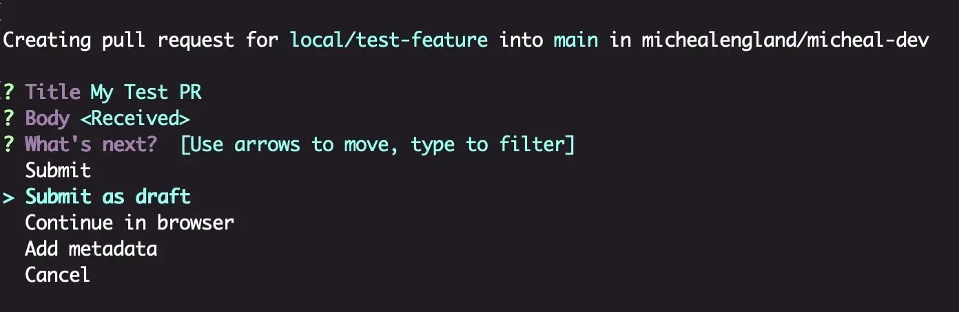 Submitting your PR as a draft interactive UI