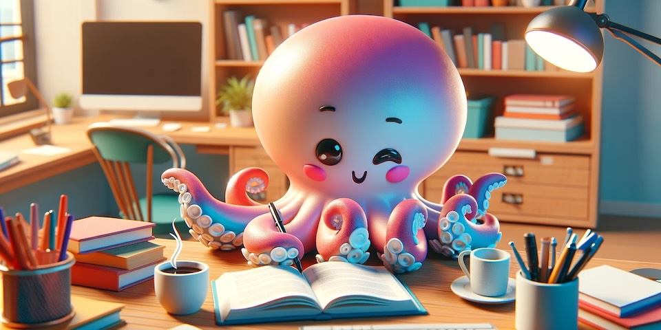 Cute octopus writing notes